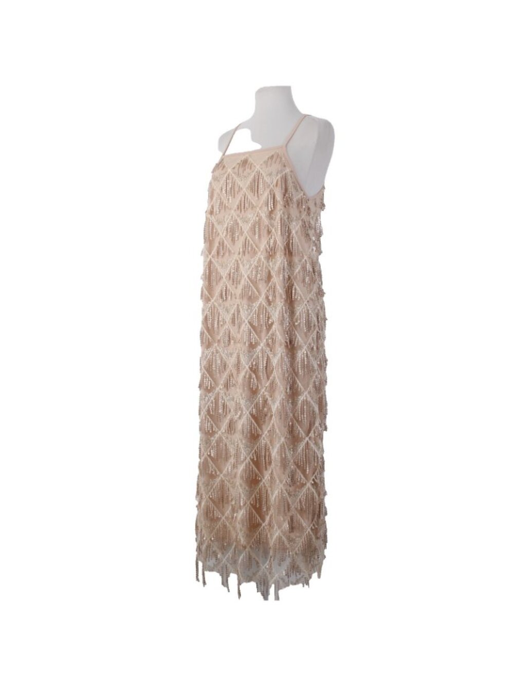 Hayden Dress Sz S Tan Gold Sequin Lined Pockets 100% Polyester Dress - Picture 2 of 10